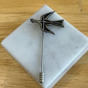 H&H Sterling Stick Pin Dove Bird Cross #C35 Cross 925 Sterling Silver